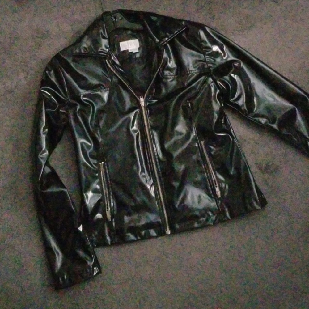 Vintage 90s goth vinyl zip up jacket